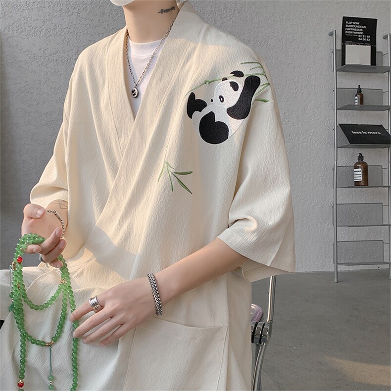 新款新中式刺绣道袍披风外套五分袖DSA059-CS10028-特批40控78,男装衬衫,电商A059