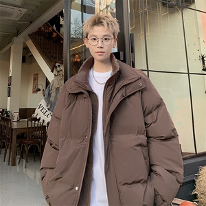 假两件双拉链PU棉衣立领棉衣加厚棉袄子美式复古面包服外套-M918图片