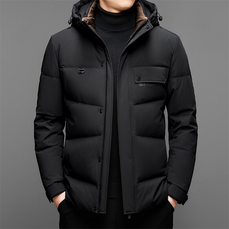 羽绒服男2026新款冬季轻薄连帽短款保暖休闲中年爸爸冬装鸭绒外套,男装羽绒服,电商B212（原钱塘6029）