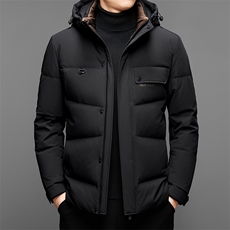 羽绒服男2026新款冬季轻薄连帽短款保暖休闲中年爸爸冬装鸭绒外套，男装羽绒服，电商B212（原钱塘6029）
