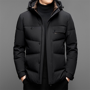 羽绒服男2026新款冬季轻薄连帽短款保暖休闲中年爸爸冬装鸭绒外套