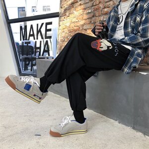 港风有型休闲裤男宽松潮流束脚裤运动印花卫裤NK06-P50图片