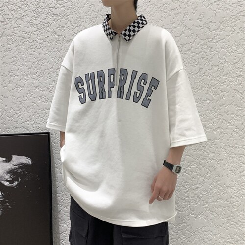 新款优品男士短袖发泡半开拉链印花T恤宽松上衣POLO衫ZD3312-P51图片