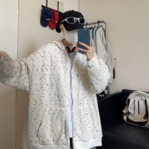 秋装韩版oversize男女同款连帽开衫卫衣新款针织衣外套HY629P75图片