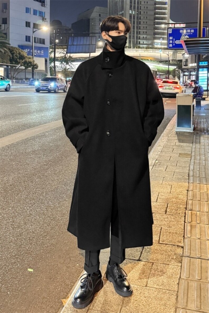 韩系中长款过膝毛呢大衣男秋冬英伦痞帅风衣外套812-F630-P128,男装风衣,星座812