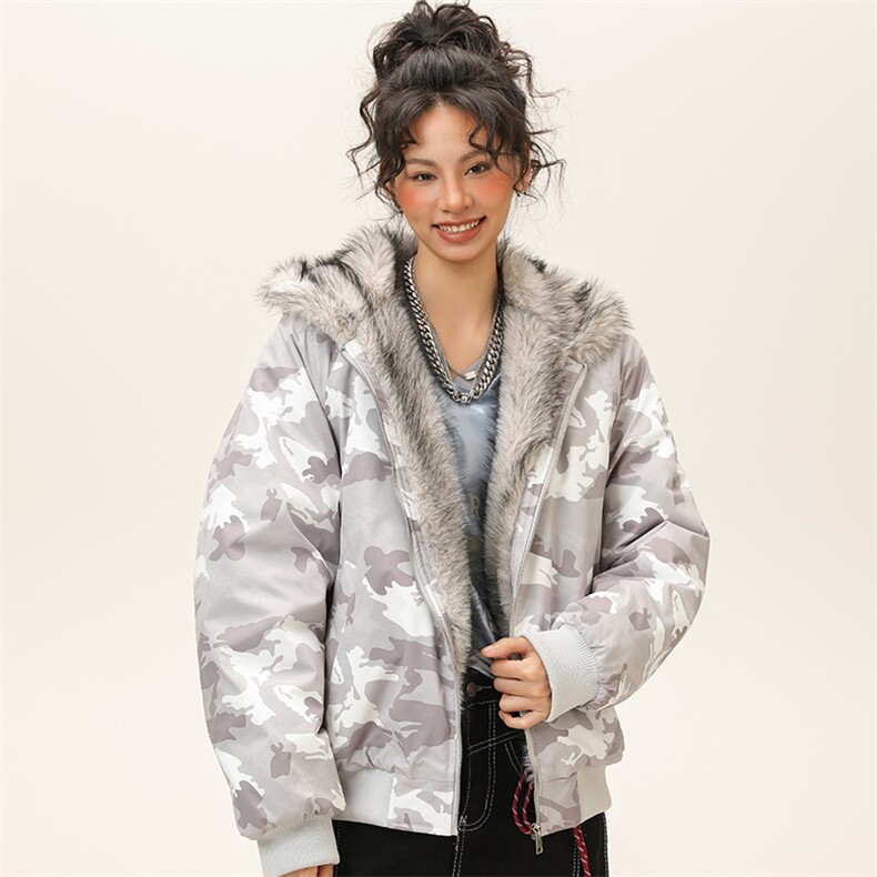 潮流宽松连帽棉服高街潮牌休闲棉衣A161-9981-P91图片