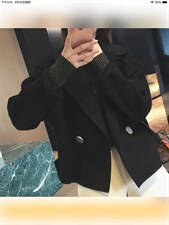 2021秋冬新款韩版时尚大扣子西装领长袖百分百羊毛双面呢外套，女装西装，L·H·X