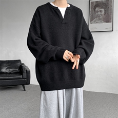 8XL-M高品质V领毛衣大码针织时尚外套慵懒风纯色打底衫MY1508/P68，男装针织衫/毛衣，电商B238