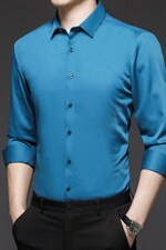 2023秋季新款长袖衬衫中年男士纯色上衣中年商务休闲时尚衬衣，男装衬衫，电商B212（原钱塘6029）