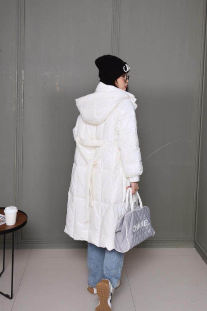戴帽系带冬款羽绒服，女装羽绒服，谦度