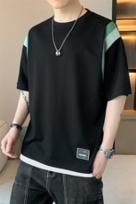 冰氧仿棉短袖店主风夏季休闲百搭撞色印花男上衣TC3157-P25控48，男装T恤，星座717