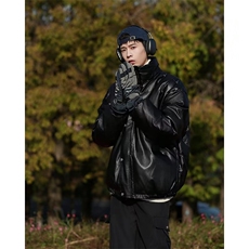 日系ins复古PU皮棉衣男生冬季潮加厚百搭保暖立领棉服FK85P90，男装棉衣，星座1116-2