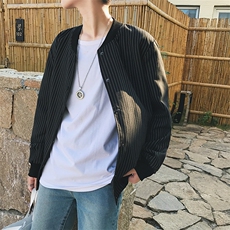 港仔男士秋季条纹青春文艺棒球衫复古夹克703-JK129-P60，男装夹克，星座703