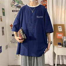 YT26098-P30亚短袖t恤男大码五分袖男宽松七分袖海报风，男装T恤，电商A040