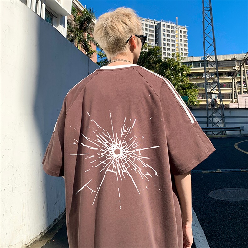 量大优供抖音视频支持得物品质配合二开美式三条杠短袖t恤ZD156,男装T恤,电商A486