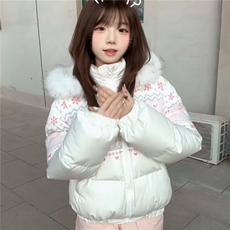 1506-1/M78181/P89女士韩系美式费尔岛兔子毛领连帽棉服，男装棉衣，星座1506-1
