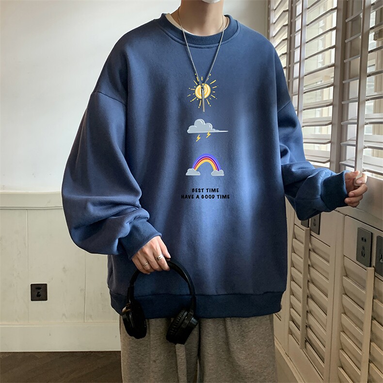 圆领卫衣男大码加厚加绒长袖t恤男S6141-P28加绒款-P33,男装卫衣,电商A040