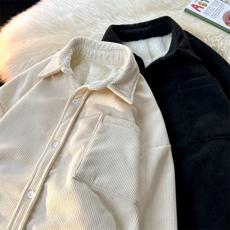8XL-M加绒灯芯绒衬衫大码复古秋冬翻领上衣外套CS9001/P58加绒68,男装衬衫,电商B238