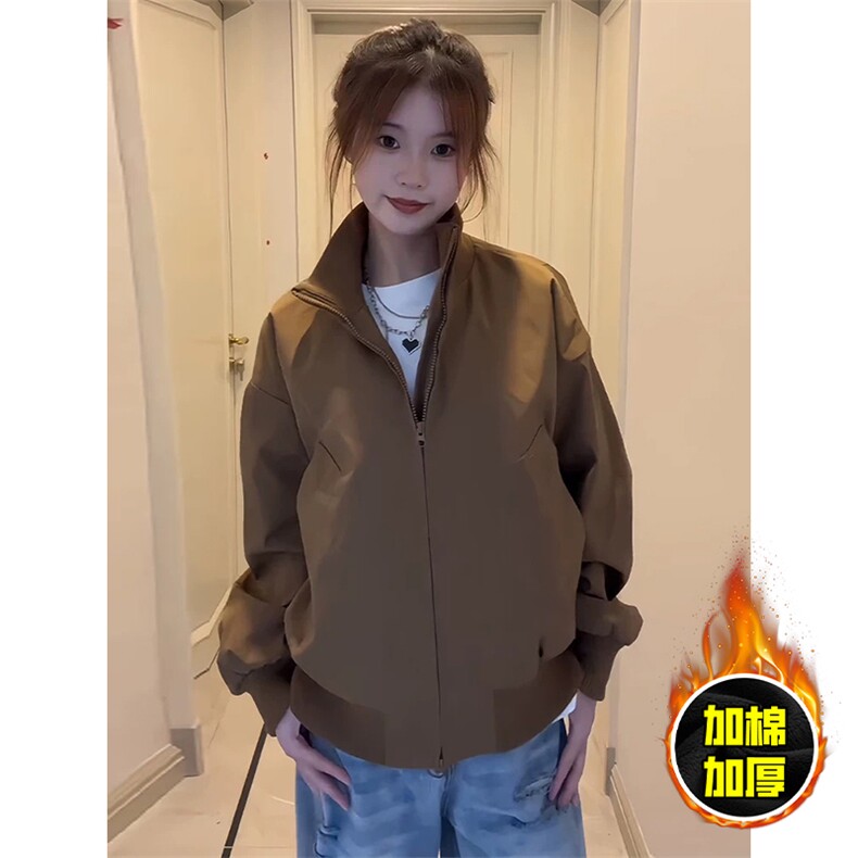 现货冬季美拉德立领飞行夹克廓形高街棒球服加棉加厚棉衣外套,男装夹克,电商A486-1
