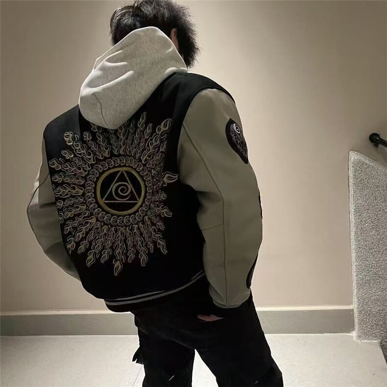 太阳之眼棒球服外套男秋冬季vibe风美式高街夹克小众设计感飞行服,男装夹克,星座603-2