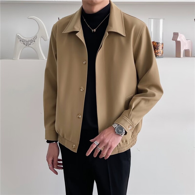 韩版简约短款外套男春季新款潮流轻熟风翻领休闲夹克流行潮流新款,男装夹克,星座1210-1