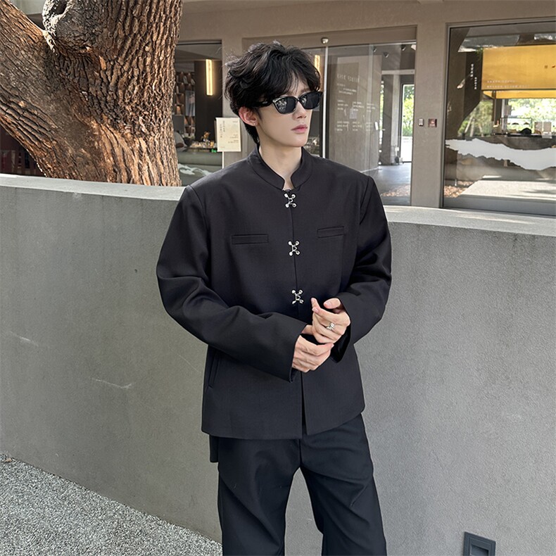 现货 小立领扣子设计款纯色百搭休闲外套小西装  A071-3329-P98图片