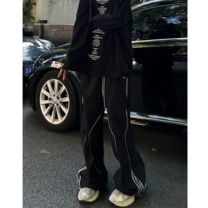户外机能冲锋裤男秋冬季条纹工装裤宽松直筒休闲长裤 KA208图片