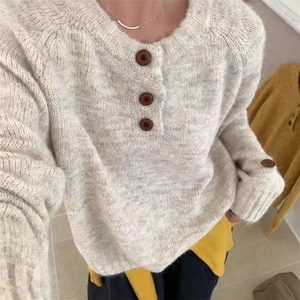软糯毛衣女2025新款秋冬季加厚保暖宽松慵懒风针织衫上衣KMY44图片