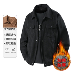 1018-JK917-P63灯芯绒印花外套男士秋冬夹棉加厚翻领行政夹克春季，男装夹克，星座1018