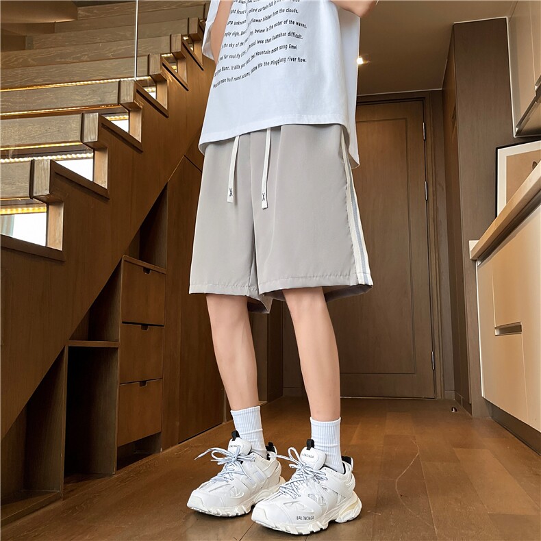 松紧腰短裤夏季条纹拼接美式宽松休闲运动五分裤YX27P29,男装牛仔裤,星座1013-1