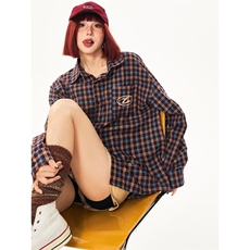 春秋季长袖开衫外搭格子衬衫外套男女美式高街设计感薄款休闲上衣，男装衬衫，星座1210-1