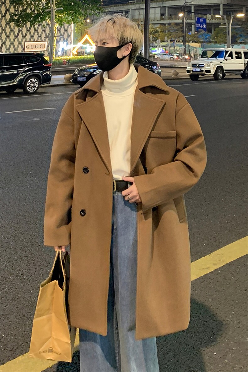 韩系流行毛呢大衣男中长款呢子风衣英伦雅痞男装外套MN9571/P100,男装毛呢大衣,电商B316