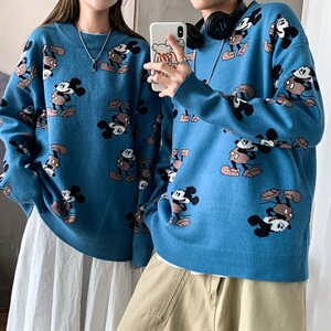 秋冬韩版卡通潮流情侣毛衣宽松气质款套头针织衫男QT813-P78图片