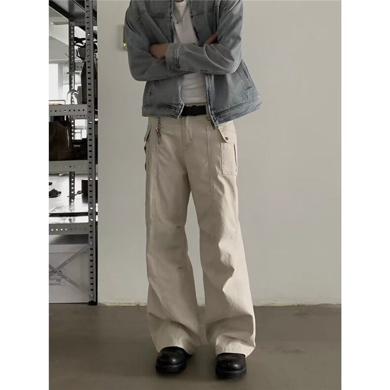现货不规则褶皱设计裤子男士秋季新款工装阔腿休闲裤L16111-p53,男装工装外套,星座1008