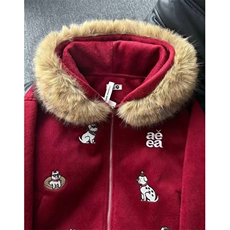 刺绣加厚毛领棉衣女冬季新款新中式灯笼袖连帽保暖外套M8106，男装棉衣，星座1116A（原606A-3）