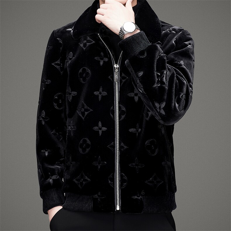 新款中青年男式翻领外套金貂绒保暖休闲夹克外套SNNJDR11801-P350,男装夹克,电商B212（原钱塘6029）