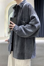 韩版复古灯芯绒衬衫男士外套春秋季宽松百搭潮流大码衬衫DX115P55,男装衬衫,电商B413-1