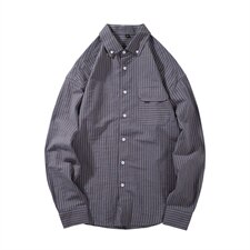 2021秋装新款男生条纹衬衫印花港风平铺衬衣1903-P45，男装衬衫，电商A128