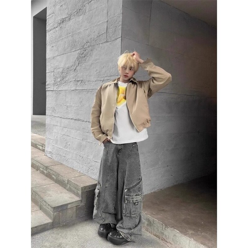 美式复古双面穿外套翻领哈灵顿夹克潮牌高级感JK1007特P66,男装夹克,星座908-1