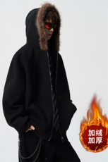 重磅580G！2025秋冬男士毛领开衫卫衣保暖外套WY90特P75，男装棉衣，电商B220