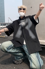 美式街头字母印花短袖衬衫男宽松情侣休闲衬衣XZ514-2-202431-P58，男装T恤，星座514-2(原B239)