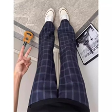 格子裤男女ins街头原宿条纹格宽松阔腿束脚休闲长裤网图KB4568p42，男装休闲裤，星座302B