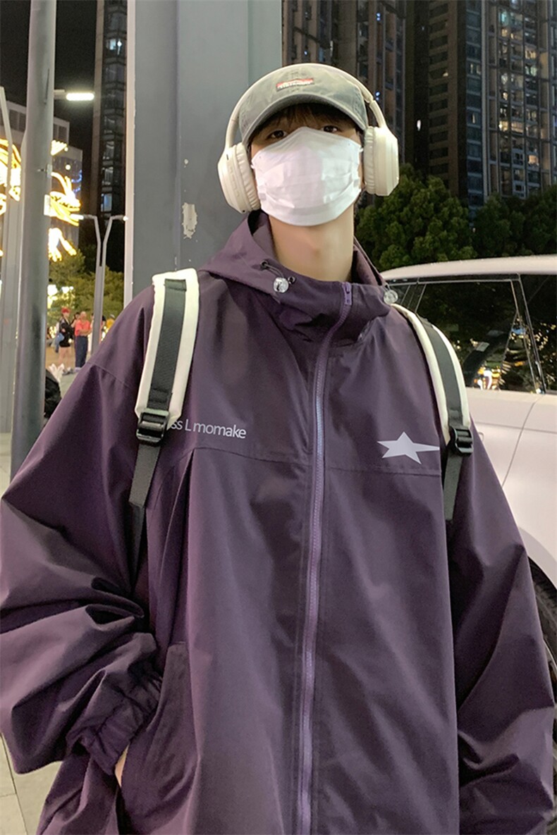 港风23新款秋季时尚百搭宽松字母印花夹克外套F6381P65控88,男装夹克,电商A268A