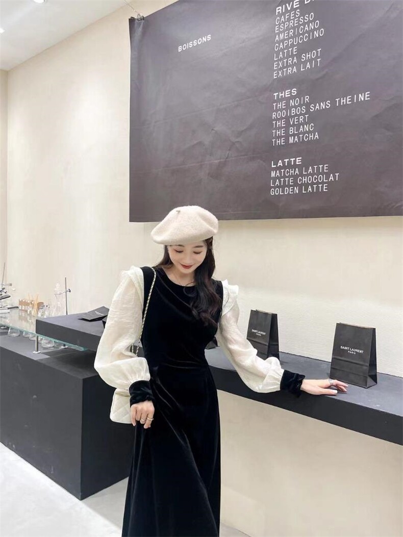 拼接丝绒裙，其它，Balance Studio