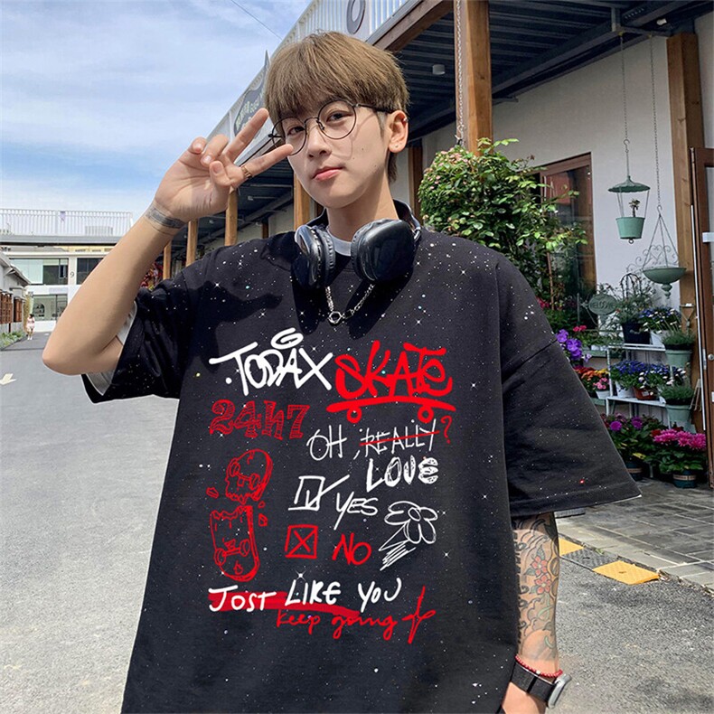可48小时发货支持抖音得物来样二开美式满天星亮片短袖T恤MTX631,男装T恤,电商A486-1