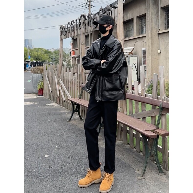 搭配马丁靴皮衣的休闲裤仿牛仔裤男秋冬机车风痞帅1412-2/612/P48,男装牛仔裤,星座1412-2