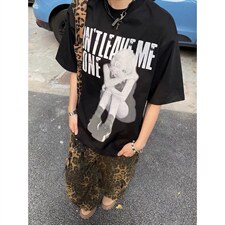 美式复古人像印花短袖男夏季欧美潮牌重磅t恤cleanfit宽松，男装T恤，星座516A