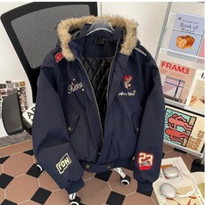 美式复古连帽可拆卸刺绣拉链棉服男女冬季工装派克服棉衣外套，男装棉衣，星座1210-1