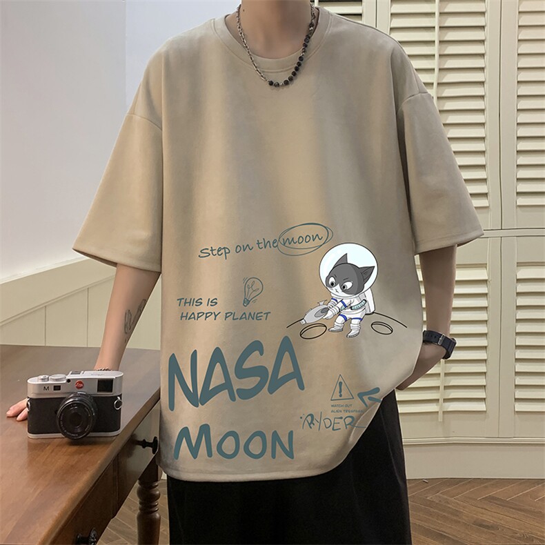 NASA联名同款麂皮绒短袖t恤男大码半袖男JD82187-P25,男装T恤,电商A040