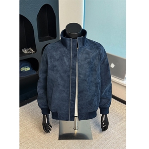 潮牌复古扎染PU皮夹克男外套痞帅立领工装棒球服25XJ55259特批75图片